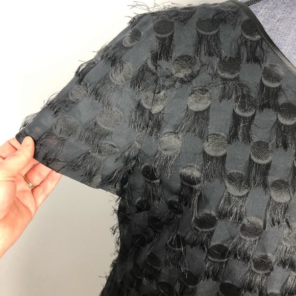 Banana Republic Fringe Dot Shift Dress Black 12 - Picture 6 of 6